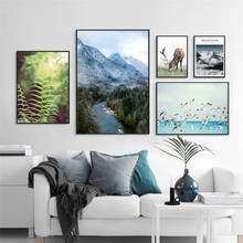 Nordic Nature Lanscape Wall Art Sea Bird Canvas Poster and Print Wild Deer Mountain Painting Picture for Living Room Decor 2024 - buy cheap