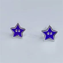 Nueva llegada sencilla original dulce estrellas Chapado en plata esterlina 925 pequeña gota azul estrella de cinco puntas pendientes SE949 2024 - compra barato