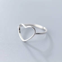925 Sterling Silver Heart Shape Rings Adjustable Size For Women Cute Fashion Jewelry 2024 - buy cheap