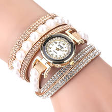 Women Vintage Shining Crystal Pearl Bracelet Watch Ladies Analog Quartz Dial Rhinestone Wrist Watches наручные часы женские 2024 - buy cheap