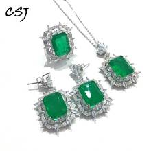 CSJ-Conjuntos de joyas de esmeralda de lujo para mujer, joyería fina de piedra grande de Plata de Ley 925, compromiso de boda para fiesta 2024 - compra barato