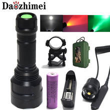 Lanterna tática branco/verde/vermelho r5 t6 led tocha + bateria + carregador interruptor de pressão montagem caça rifle arma lâmpada luz caixa 2024 - compre barato