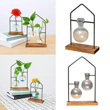 Plant Terrarium Transparent Glass Vase Holder Creative Hydroponic Wooden Frame 2024 - buy cheap