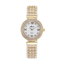 Missfox mulheres natureza pérola relógio famosa marca de aço inoxidável volta resistente à água relógio ouro quartzo diamante relógio relógio 2024 - compre barato