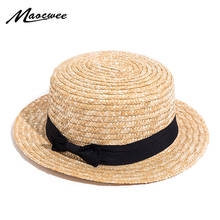 Sombrero de paja para mujer, gorra trenzada dorada Retro para playa y exteriores, plegable, con protección UV, para verano 2024 - compra barato