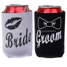 Neoprene Can Holder Cooler Stubby Beer Cozy Wrap Stubby Beer Holder Bottle Cooler Sleeve For Wedding Bride Groom 2024 - buy cheap