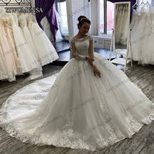 Vestidos De Novia Long Sleeves Elegant Bride Dresses Custom Made Sheer Tulle Ball Gown Bridal Fashion Dress Bride Plus Size 2020 2024 - buy cheap