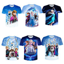 New Frozen 2 anna elsa Girl Tshirt 3D digital printing Clothes Tops Frozen Snow Queen Anna Elsa Cartoon Print Shirts Girls Child 2024 - buy cheap