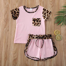 1-6Y Kids Girls Summer Clothes Sets Baby Tractsuits Leopard Short Sleeve T-shirts + Shorts Toddler Casual Toddler Outfits 2024 - buy cheap