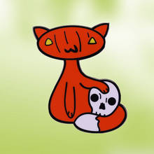 Halloween Pumpkin Kitty Spooky skull enamel pin brooch jewelry 2024 - buy cheap