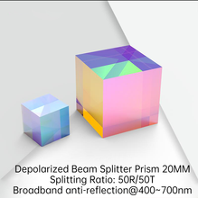 Prisma dichroic ótico do divisor do feixe do prisma do prisma do feixe depolarizado k9 do cubo 20mm relação rachada 50r/50t prisma ótico do divisor do feixe do revestimento 2024 - compre barato