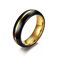 Anel masculino de carboneto de tungstênio, joia masculina de aço de tungstênio dourado e preto, acessórios para homens 2024 - compre barato
