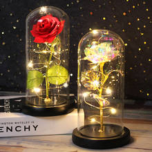 6 Colour Beauty And The Beast Red Rose In A Glass Dome On A Wooden Base For Valentine's Gifts LED Rose Lamps Christmas 2024 - buy cheap