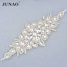 JUNAO 90*240mm Clear Glass Rhinestone Patches Hotfix Flower Applique Iron On Patch Clothes Stickers Crystal Motif for Wedding 2024 - buy cheap