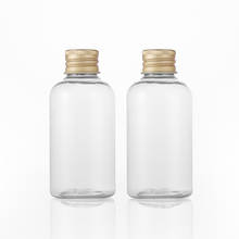 Garrafas cosméticas vazias transparentes com tampa de alumínio dourado, mini garrafa de plástico de tamanho de viagem com tampa de prata recipiente para frasco 50 peças 70ml 2024 - compre barato