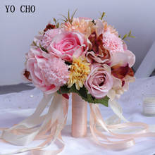 Yo cho buquê de casamento para dama de honra, flor artificial, buquê de noiva, seda, rosa, peônia, flores de orquídea, suprimentos de casamento 2024 - compre barato