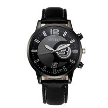 Relógio de pulso analógico quartz, novo relógio de pulso analógico de couro com pulseira de couro 2024 - compre barato
