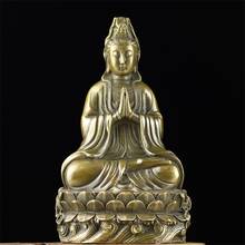 Гуаньинь медная Авалокитешвара старинная фигура до старого Кван-Инь Благословение мир и безопасность статуя Будды 2024 - купить недорого