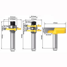 3 pces 12mm 1/2 polegadas shank língua & groove junção montar bits roteador 3/4 "estoque t-slot tenon cortador de moagem para madeira woodworking 2024 - compre barato