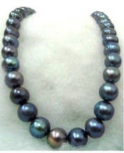 HUGE 12-13mm black TAHITIAN pearl necklace 18inch 14K SOLID GOLD MARKED r 2024 - buy cheap
