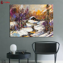 DIY diamond painting Abstract landscape art, snow house in the forest  cross stitch diamond full mosaic diamond embroidery full 2024 - buy cheap