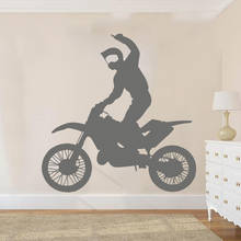 Pegatina de pared deportiva para motocicleta, calcomanías grandes de Motocross, moto, corredor, decoración del hogar, póster artístico de vinilo, Mural, W629 2024 - compra barato