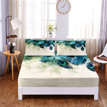 Blue Flower Printed 3pc Polyester  Fitted Sheet Mattress Cover Four Corners with Elastic Band Bed Sheet Pillowcases 2024 - buy cheap