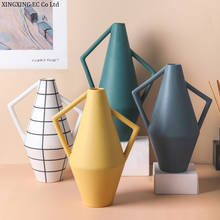 Керамическая ваза в скандинавском стиле, оригинальное украшение с абстрактным изображением для дома, гостиной, аксессуары для засушенных цветов с композицией 2024 - купить недорого