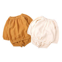 Conjunto de ropa informal para niños y niñas, conjunto acogedor de Blusa de manga larga y pantalones cortos, 2 uds. 2024 - compra barato