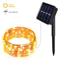 Cordão de luz solar com energia solar em led, à prova d'água, para casamento, jardim, natal, luzes, ambiente externo 2024 - compre barato