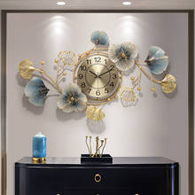 Metal wall digital clock 3D wall clocks home decore New Chinese Ginkgo biloba Wall clock modern design Living room decoration 2024 - buy cheap
