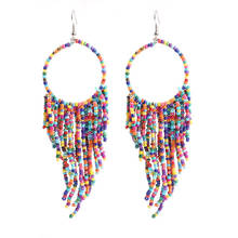 Bohemian Ethnic Style Earrings For Women Multicolor Rice Bead Beaded Tassel Drop Earrings Retro Indian Bridal Jewelry Gift 2024 - buy cheap