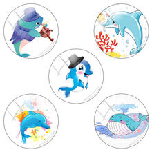 JWEIJIAO Lovely Dolphin Cartoon Animal Picture Round Glass Cabochon DIY Bangle Brooch Accessories Findings Handmade Making HT341 2024 - buy cheap