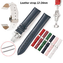 Watch Band Genuine Leather Straps 12mm 14mm 16mm 18mm 20mm 22mm 24mm Cowhide Watchband Butterfly Clasp Band Watch Accessories 2024 - buy cheap