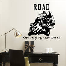 Adesivo de parede inspirador motociclismo, vívido, monocromático, para sala de estar, quarto, decoração de parede, mural de arte 2024 - compre barato