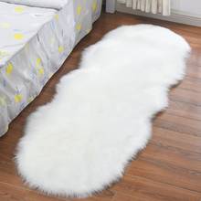 Soft Faux Sheepskin Fur Chair Cushion Area Rugs for Bedroom Floor Shaggy Silky Plush Carpet White Bedside Mat 2024 - buy cheap