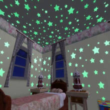 100 шт./лот, яркие звезды, потолочные светящиеся флуоресцентные настенные наклейки, светящиеся в темноте, для детской комнаты, домашний декор, для гостиной 2024 - купить недорого