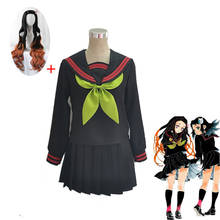 Demon Killer Kimetsu no Yaiba Kamado Nezuko Makomo Cosplay Japanese Anime Sailor Uniform Clothes Suit With Wig 2024 - buy cheap