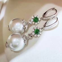 D1214 Solid S925 Sterling Silver Oval 9-10mm Nature Fresh Water White Pearls Drop Dangle Earrings for Women Fine Presents 2024 - buy cheap