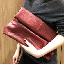 Bolsa de mão feminina dobrável de couro, bolsa de mão personalidade envelope de ombro para festa 2024 - compre barato
