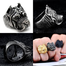 316L Big Dog's Head Skull Men's Calvarium Punk Vintage Ring Gothic High Quality Stainless Steel Biker Rings Motorcycle jewellery 2024 - buy cheap