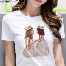 Camiseta para mulheres, mãe, filha, vestindo uma camiseta da Vogue estampada pela coroa Camiseta casual nova tops de verão camiseta 2024 - compre barato