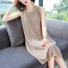 Summer Dress 2021 Fashion Sleeveless Dress Slim Thin Knitting Pullover High Quality Casual Solid Elegant Women Dresses 2024 - buy cheap