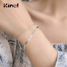 Kinel Bijoux-pulsera de cadena de doble capa con forma de hueso de serpiente para mujer, nueva tendencia 2020, joyería de plata esterlina 100%, moda OL, 925 2024 - compra barato