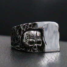 Anel vintage de caveira, anel masculino de aço inoxidável punk para homens, joia para melhor presente para amigos 2024 - compre barato