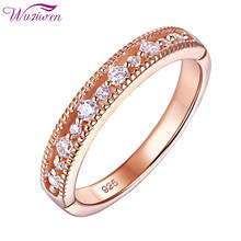 Wuziwen Eternity Wedding Band 925 Sterling Silver Rose Gold Color Round AAA Zircons Promise Finger Ring For Women BR0918 2024 - buy cheap