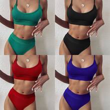 High Waist Bikinis 2021 Swimwear Women Push Up Swimsuits Solid Black Biquini Patchwork Bathing Suits Strap Swim Suit 2024 - buy cheap