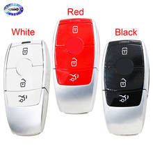Estojo para chave controle remoto inteligente com 3 botões, revestimento em 3 cores (vermelho, preto, branco) com logotipo para mercedes c200l e300l s320 glc 2024 - compre barato