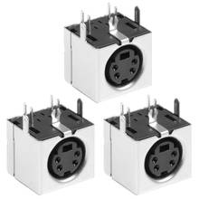 Uxcell-conector tono plata negro de Metal, 3 uds., s-video, montaje PCB, 4 pines, Din 2024 - compra barato