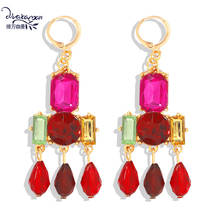 Dvacaman Wholesale Women 2020 Crystal Statement Earrings Long Rhinestone Fringed Dangle Drop Earrings Holiday Jewelry Gift Love 2024 - buy cheap